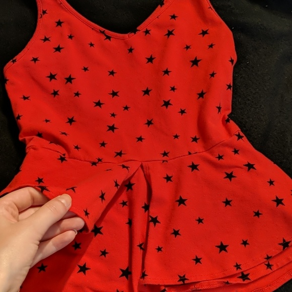 Express Tops Express Red Puplum Tank Top Black Stars Poshmark